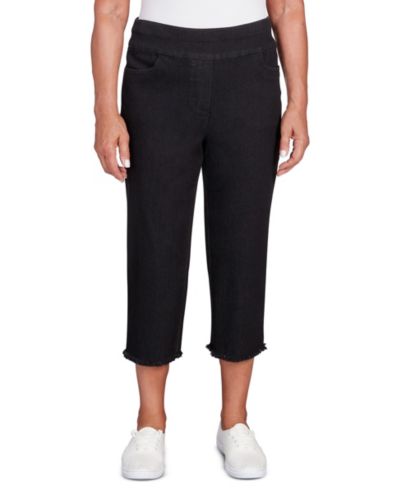 Alfred Dunner Plus Size Classic Super Stretch Denim Fringe Capri Pants