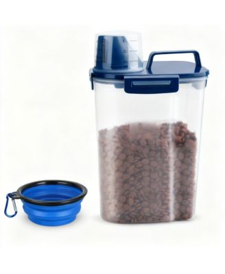 ARONKL Airtight Pet Food Storage Container with Pour Spout Measuring Cup 4 Seal Buckles BPA Free Durable Plastic