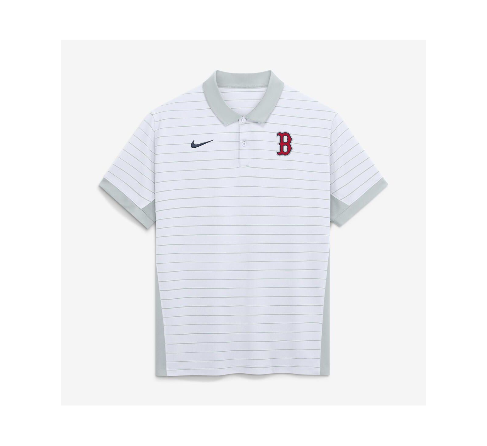 Nike Men's White Boston Red Sox Authentic Collection Striped Victory Dri-FIT Polo Shirt