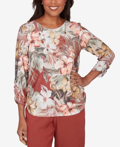Alfred Dunner Women's Spice Market Dramatic Floral Top