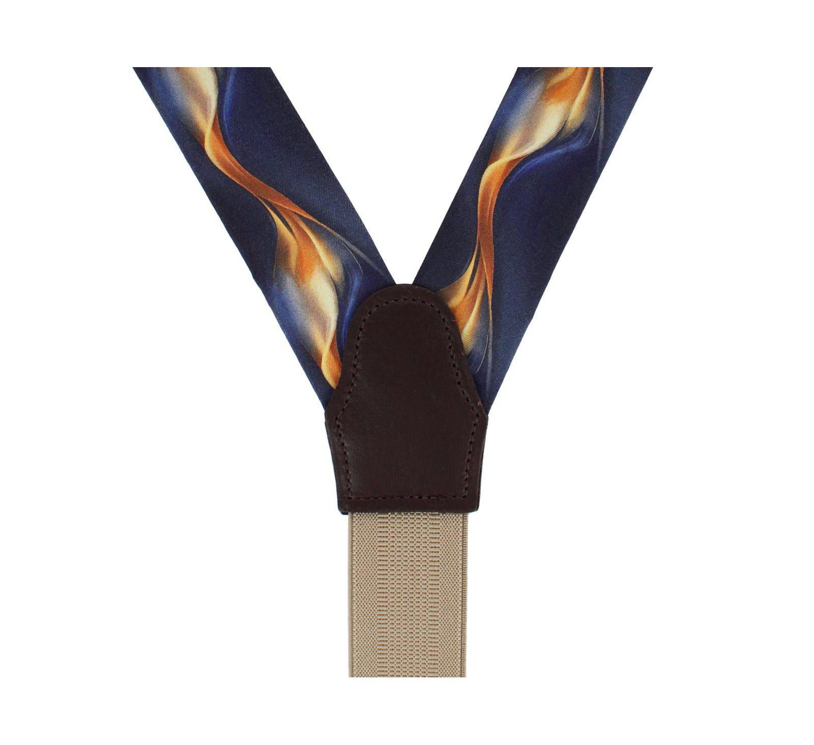 TRAFALGAR Men's Atticus Blue and Gold Billow Silk Button End Suspenders