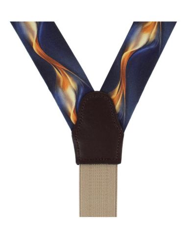 Мужские шелковые подтяжки TRAFALGAR Atticus Blue and Gold Billow Button End