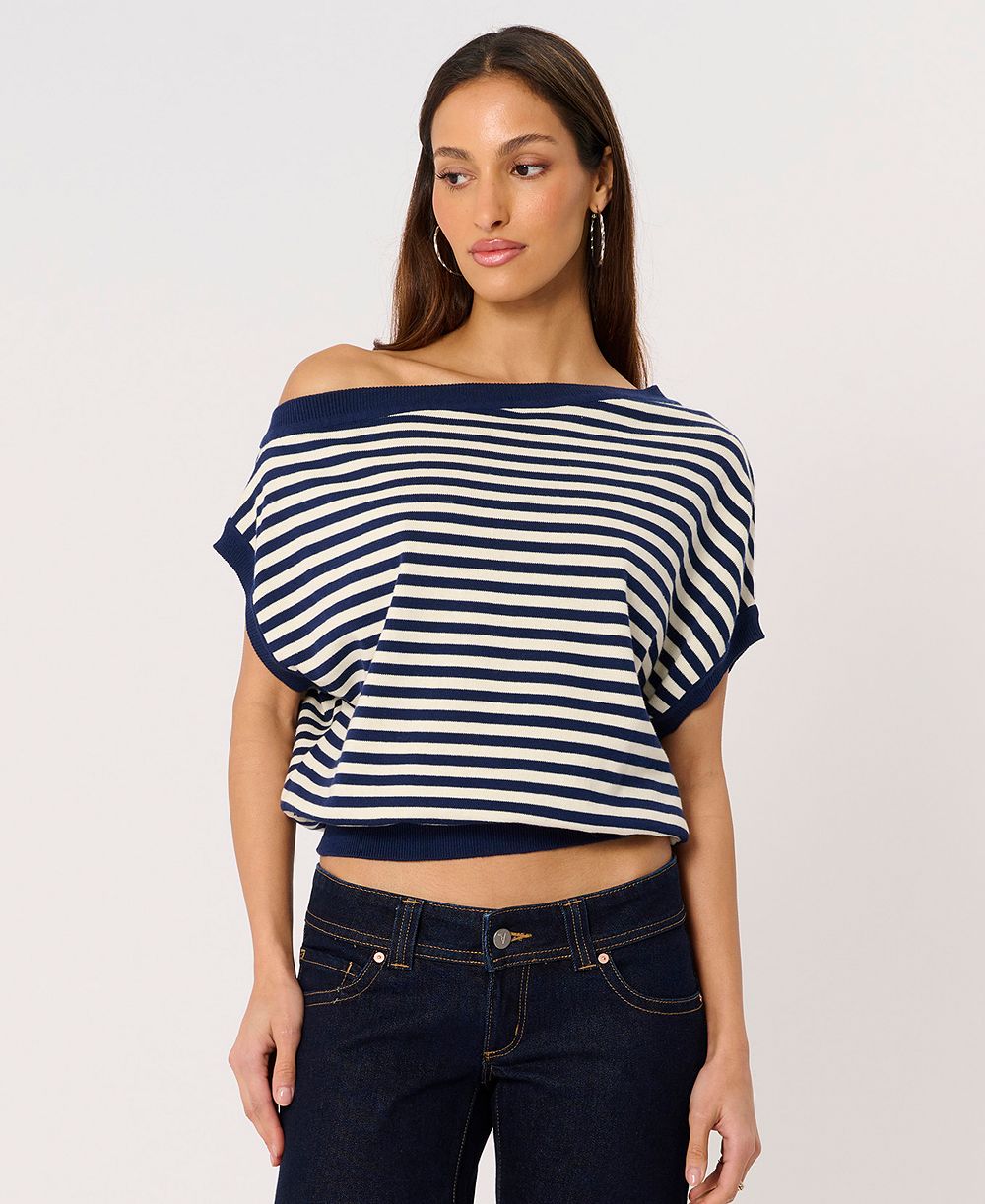 Abrand Women's Boat Neck Cold Shoulder Top