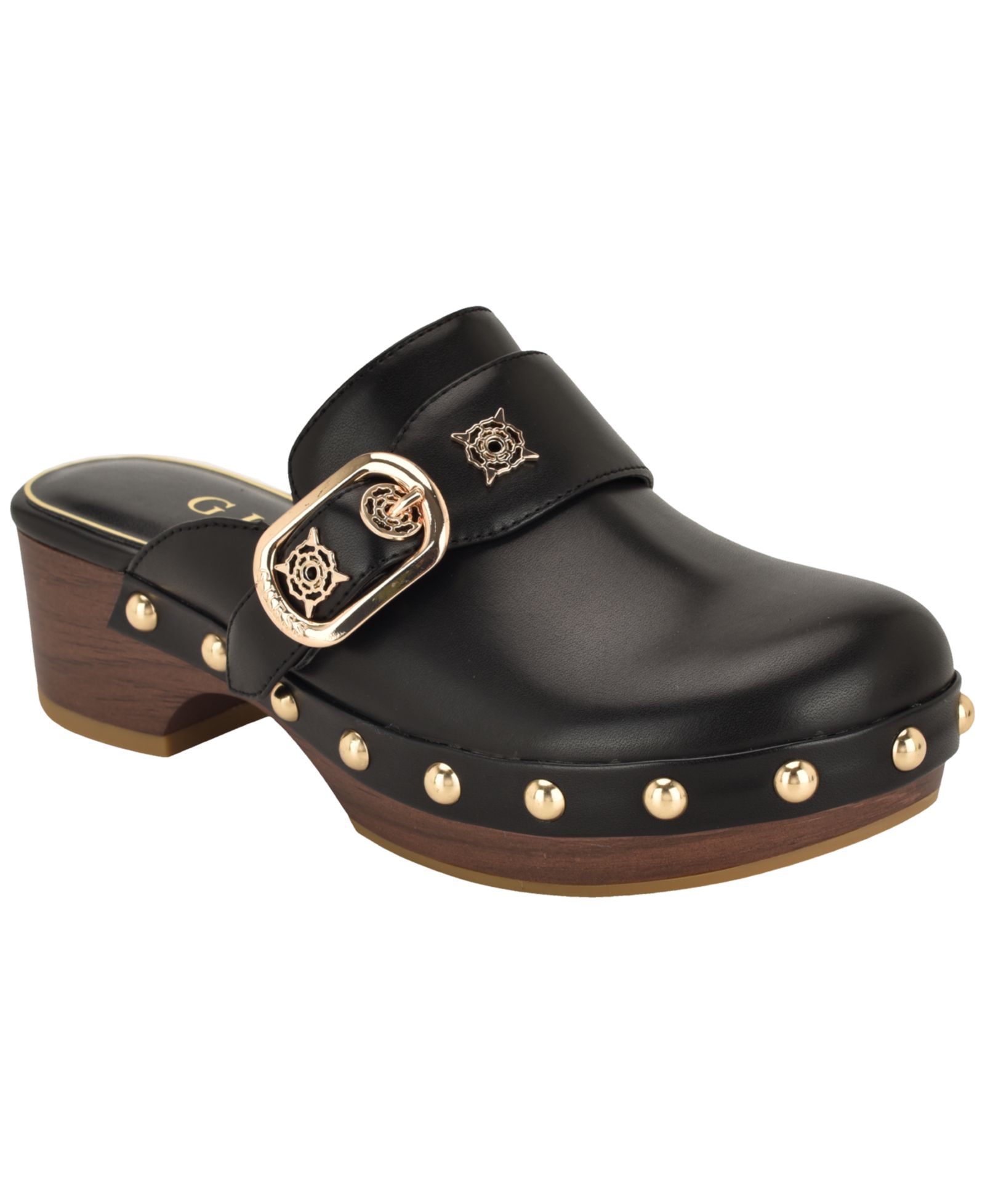 GUESS Women's Grisee Platform Wood Bottom Heeled Clogs