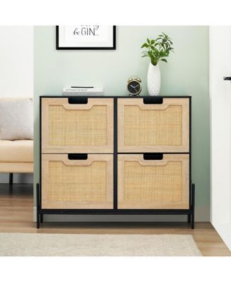 gaomon  Narrow Shoe Cabinet - 4 Flip Drawers Metal Legs Freestanding Adjustable Shelf
