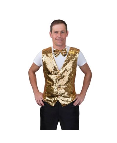 Dress Up America Sequin Vest and Bow Tie, 2-Piece Set, Ages 18+