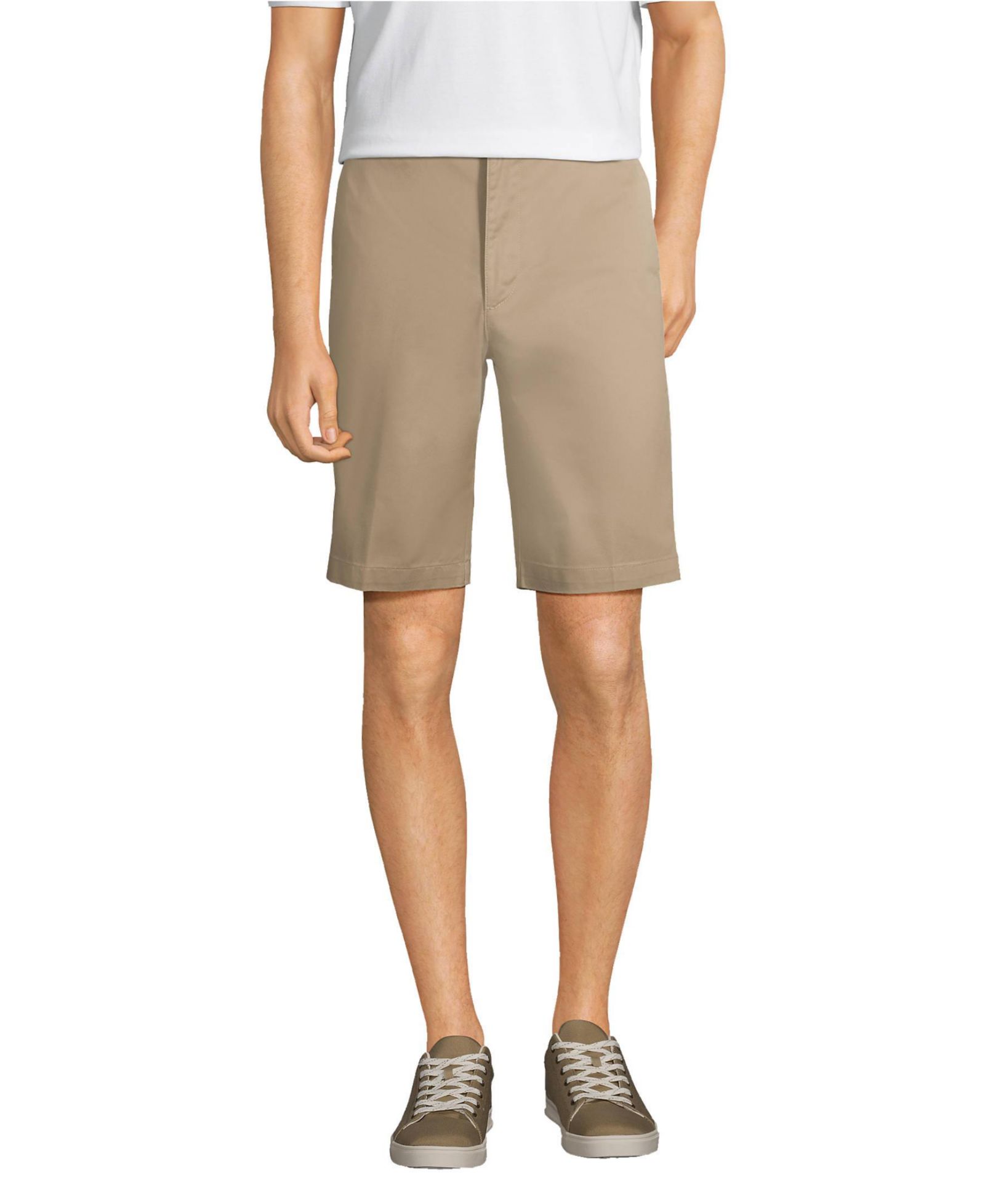 Lands' End Men's Long Plain Front Blend Chino Shorts