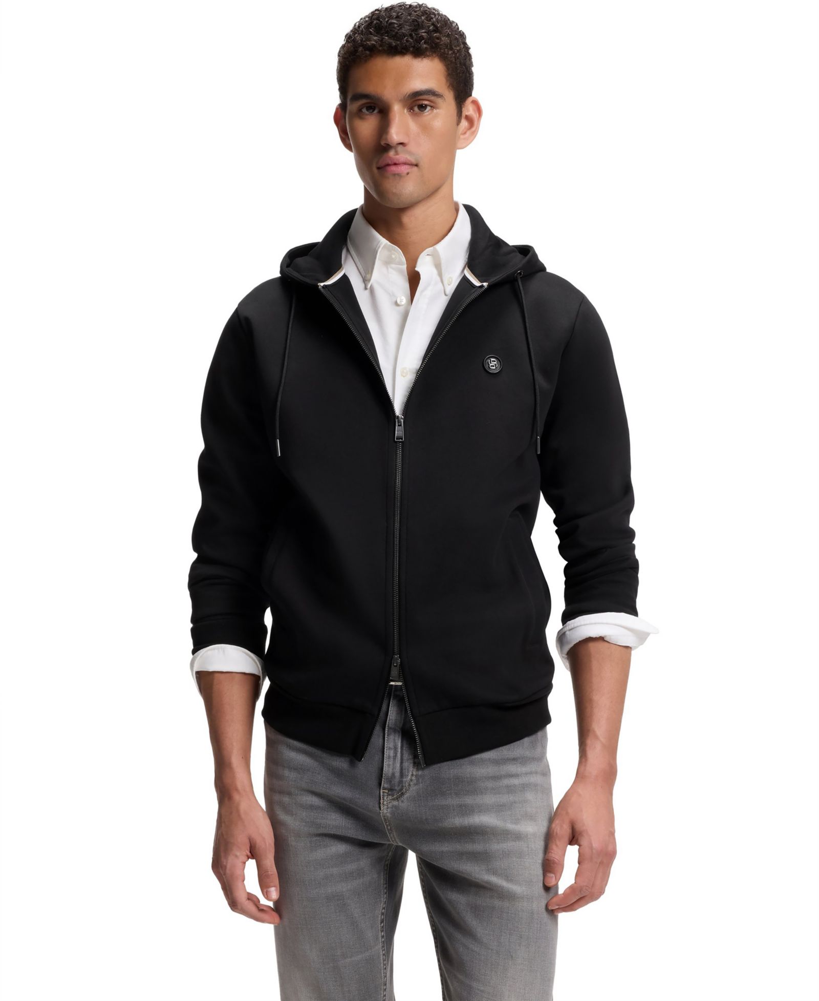 Мужское худи BOSS by Hugo Boss Cotton-Blend Zip-Up Regular-Fit