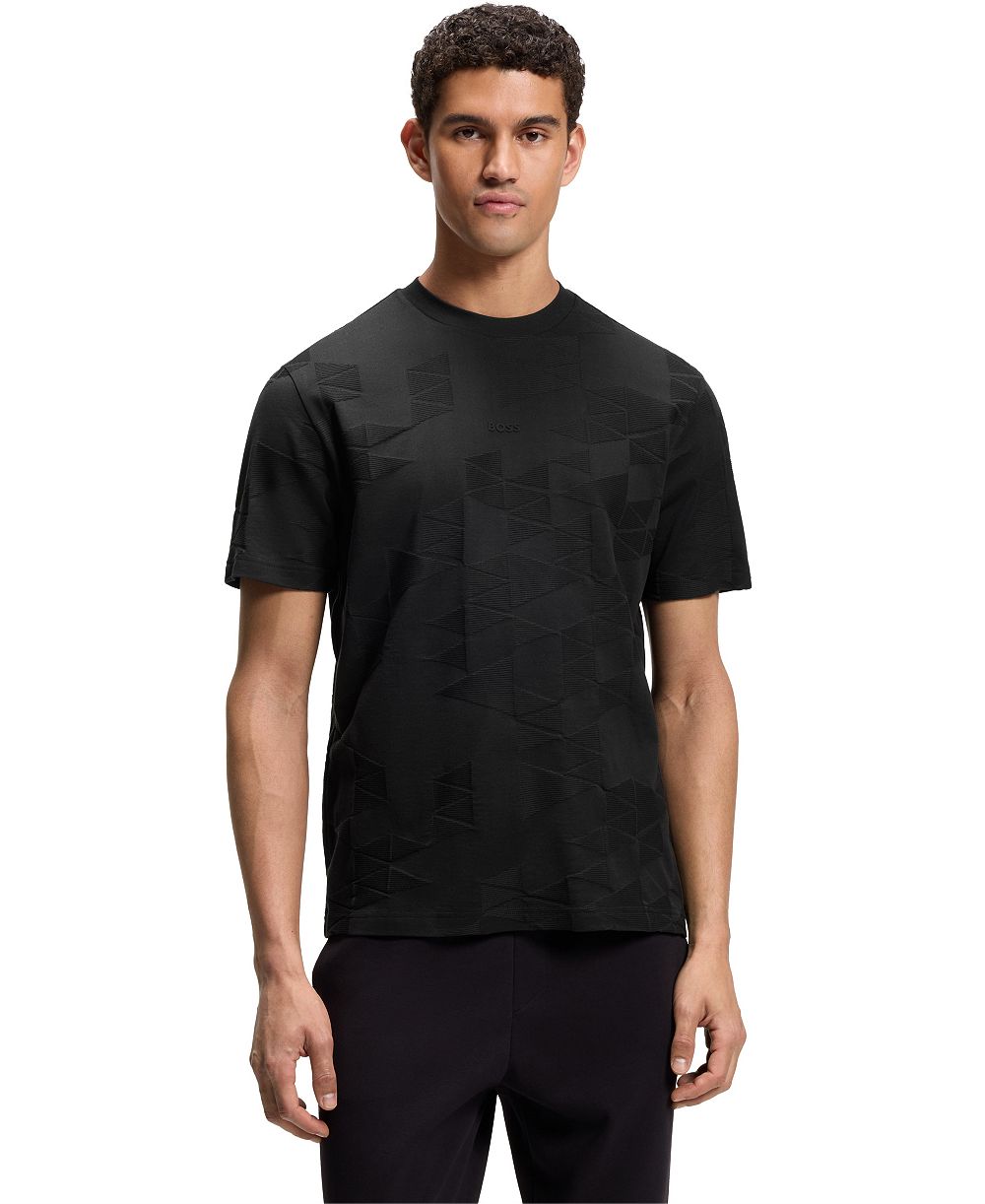 BOSS by Hugo Boss Men's 3D-Jacquard Pattern Cotton T-Shirt