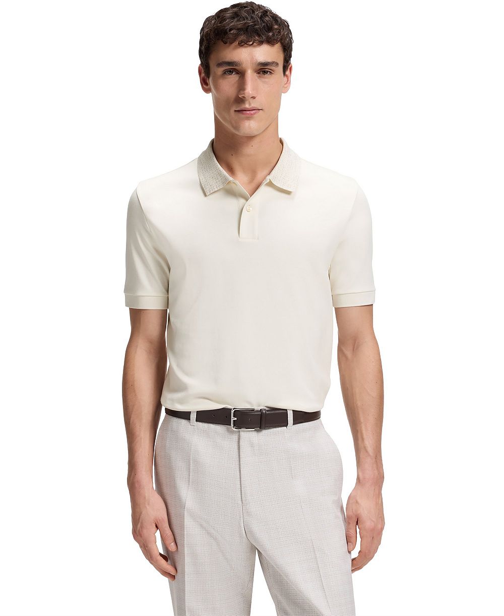 Мужская рубашка-поло BOSS by Hugo Boss Cotton Regular-Fit Patterned Collar