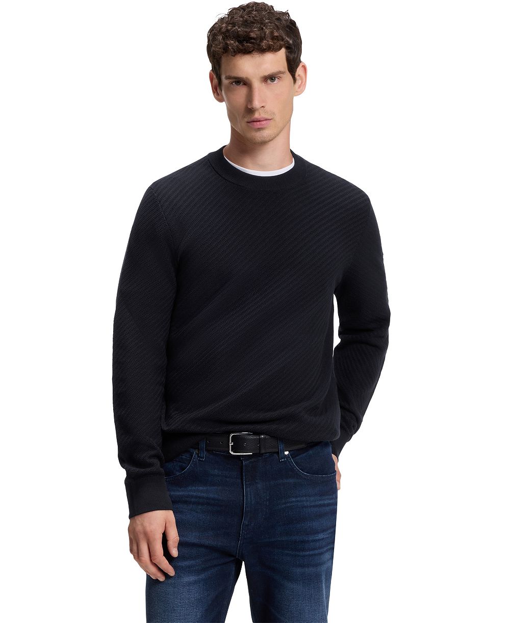 BOSS by Hugo Boss Men's Cotton Diagonal-Knit Regular-Fit Sweater