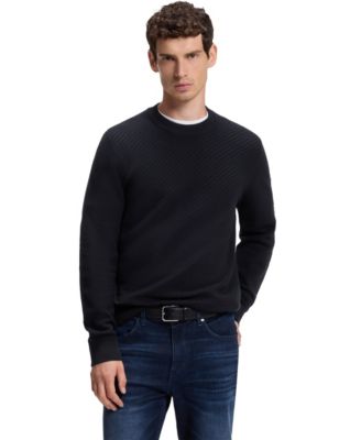 BOSS by Hugo Boss Men's Cotton Diagonal-Knit Regular-Fit Sweater