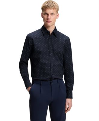 BOSS by Hugo Boss Men's Stretch-Cotton Dobby Regular-Fit Dress Shirt