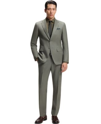 BOSS by Hugo Boss Мужской приталенный костюм из эластичной шерсти с узором, 2 части