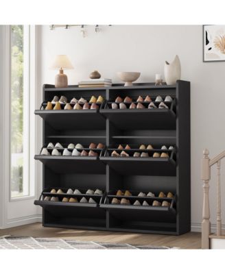 gaomon Entryway Wooden Shoe Cabinet, 6 Flip Drawers + Adjustable Shelf Organizer
