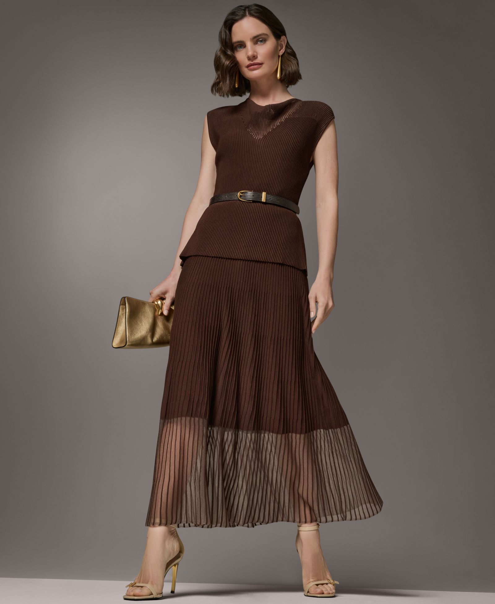 Платье-свитер Donna Karan New York Women's Sleeveless Knit Maxi с поясом