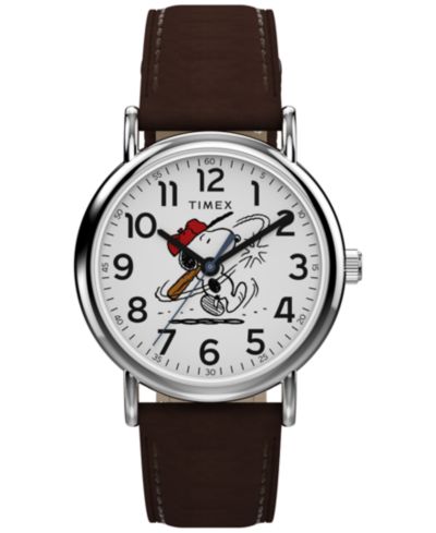 Timex Мужские кварцевые аналоговые часы с коричневым кожаным ремешком 38mm
