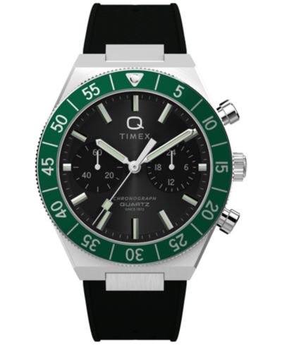 Мужские кварцевые часы Timex Chronograph Black Silicone 40mm