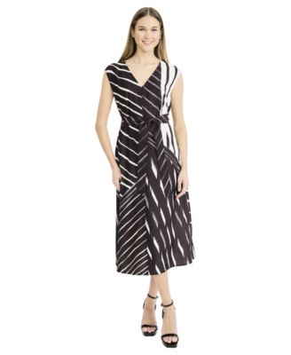 Luxely Women's Printed Sleeveless V-Neck Midi Dress