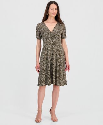 Connected Women's Printed Short-Sleeve A-Line Dress