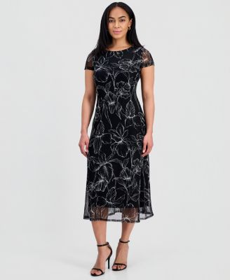Connected Women's Printed Mesh Midi Dress