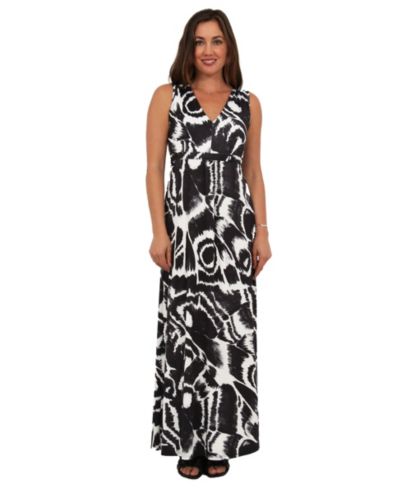 24seven Comfort Apparel Women's Abstract Print Maxi Dress