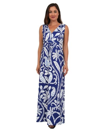24seven Comfort Apparel Women's Abstract Print Maxi Dress