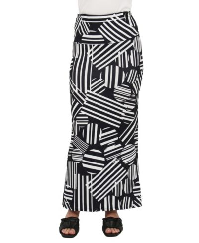 24seven Comfort Apparel Women's Abstract Print Maxi Skirt