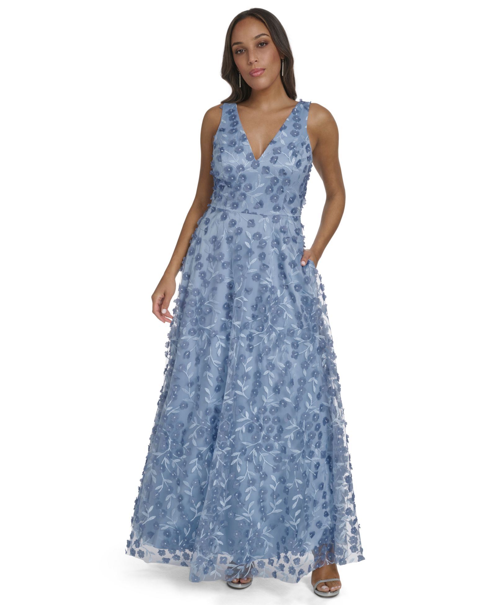 Женское вечернее платье Eliza J V-Neck Sleeveless Ball Gown