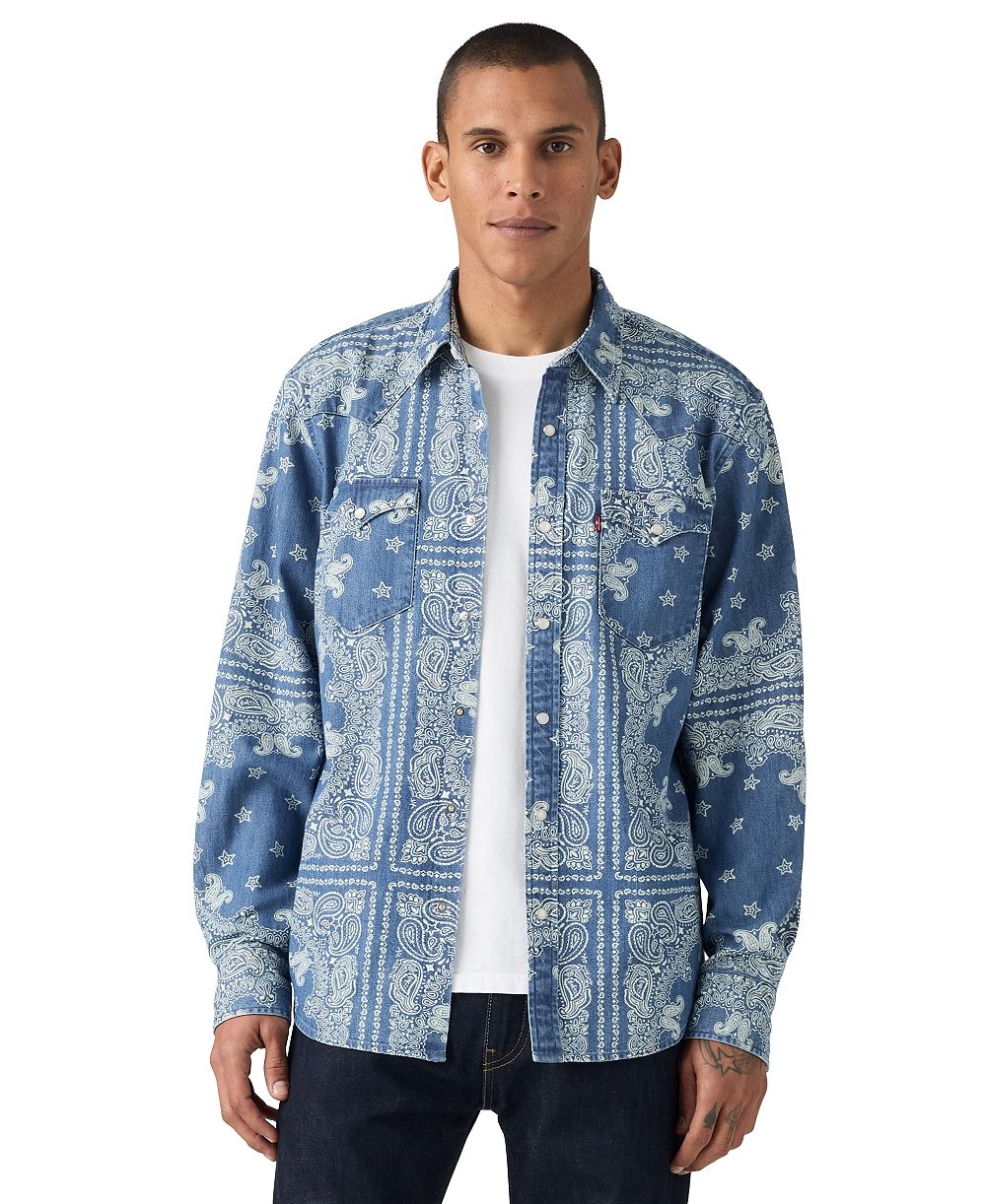 Мужская хлопковая рубашка Levi's® Parate с длинным рукавом и воротником camp-collar