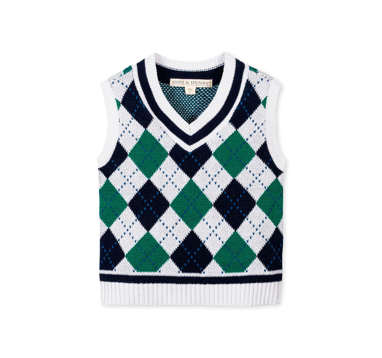 Детский жилет Hope & Henry Organic V-Neck Argyle