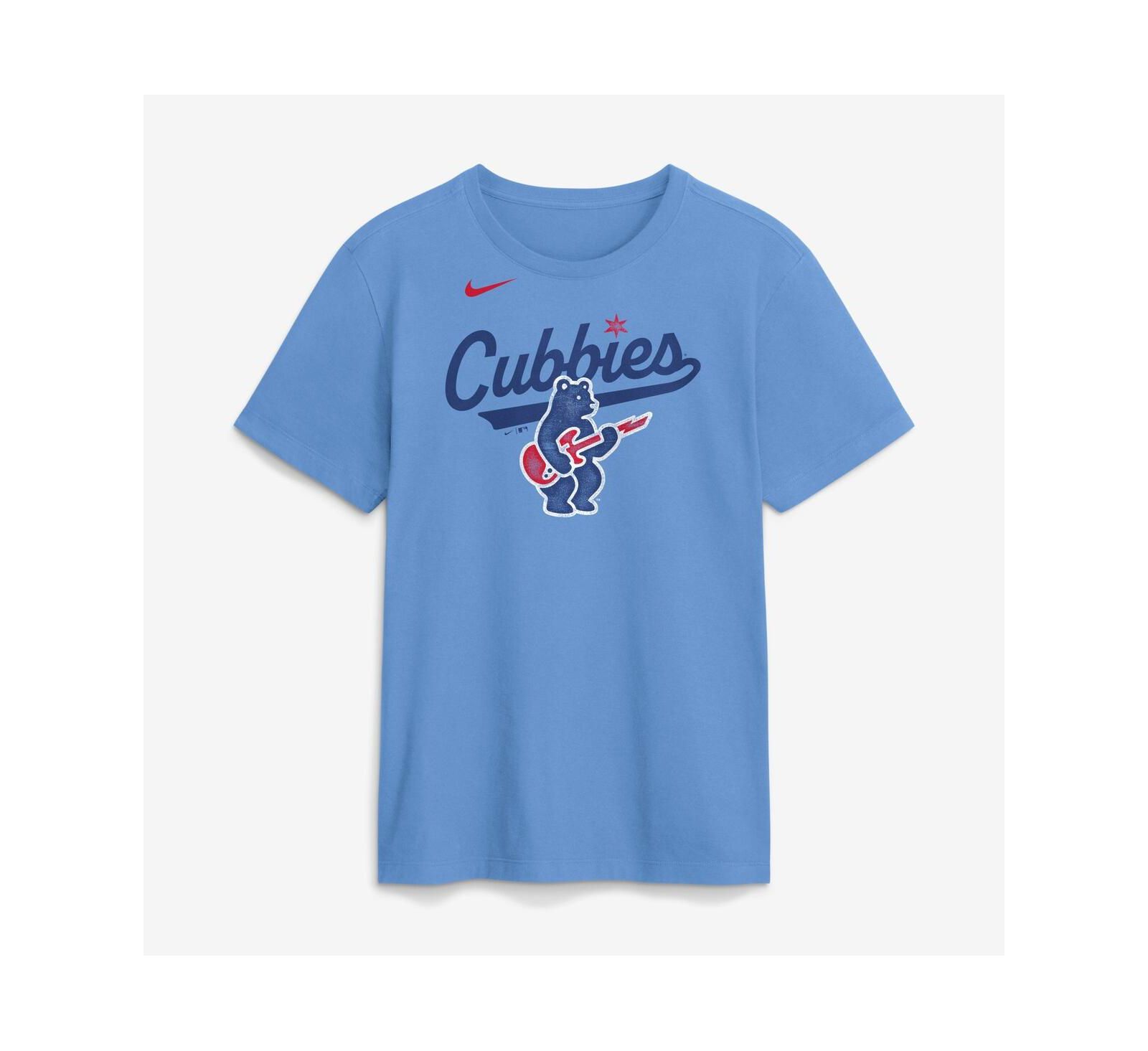 Nike Men's Light Blue Chicago Cubs Electric Bear T-Shirt
