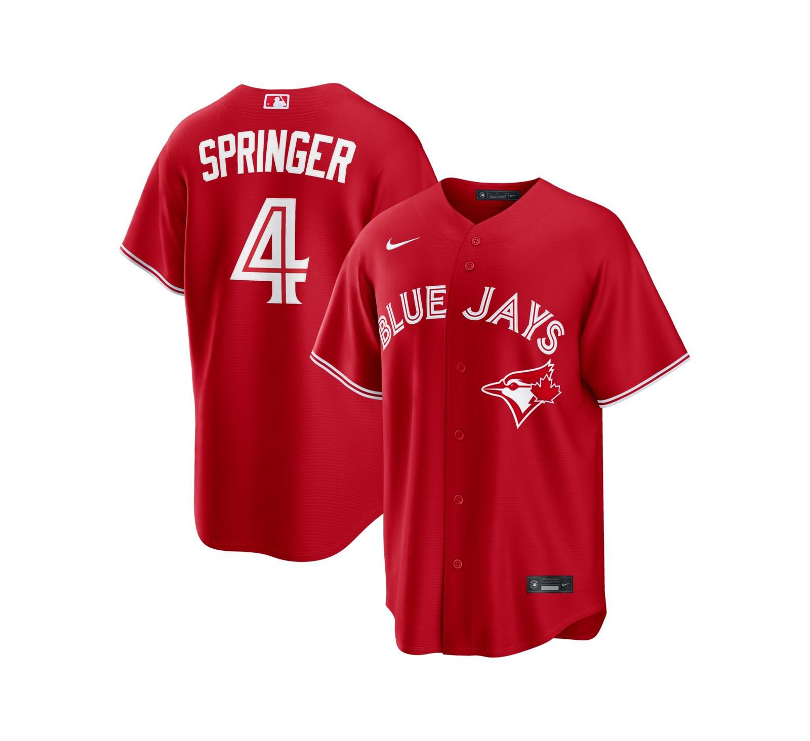 Мужская джерси Nike George Springer Red Toronto Blue Jays Canada Day Replica