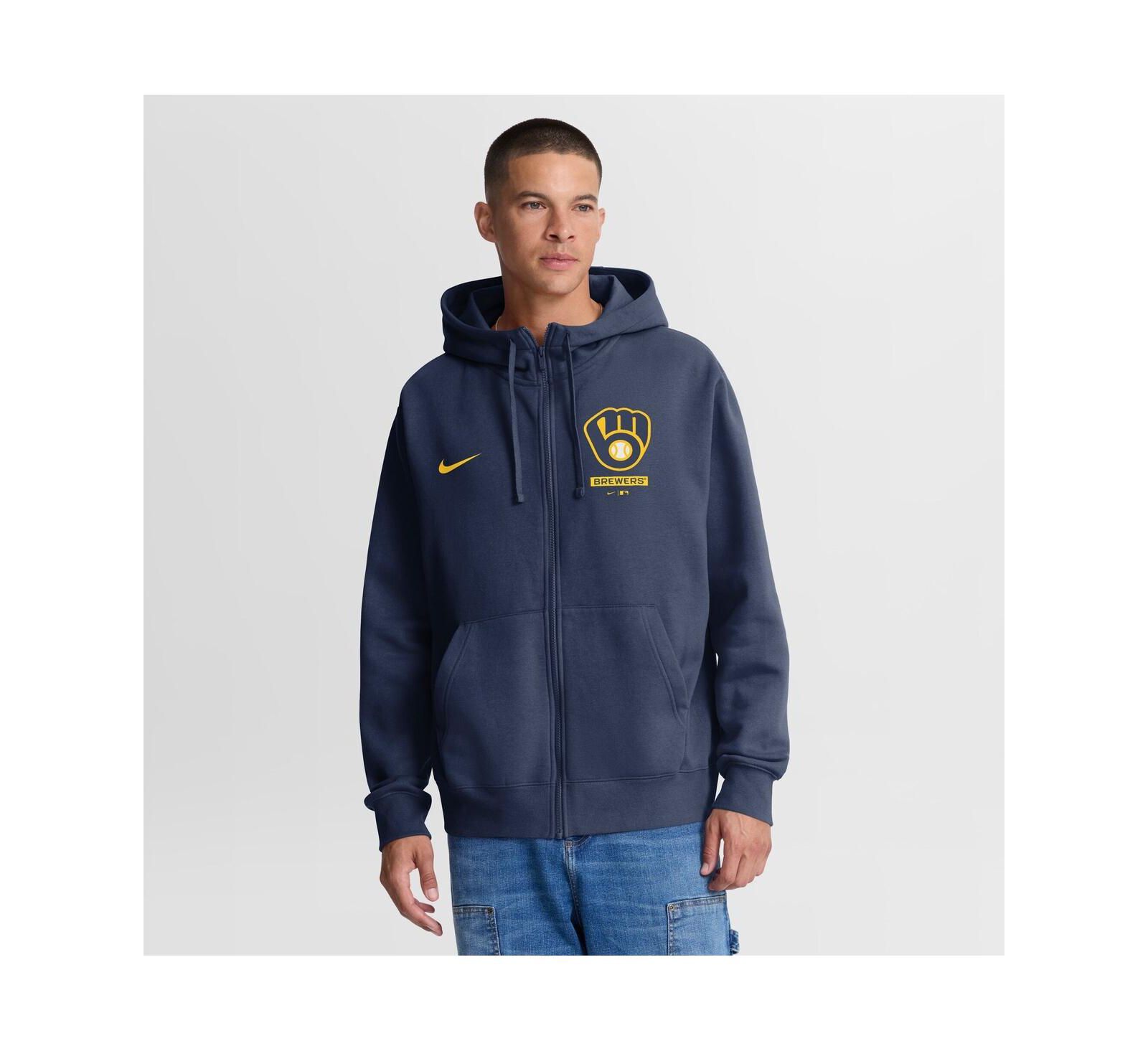 Nike Men's Navy Milwaukee Brewers Primetime Lockup Full-Zip Hoodie