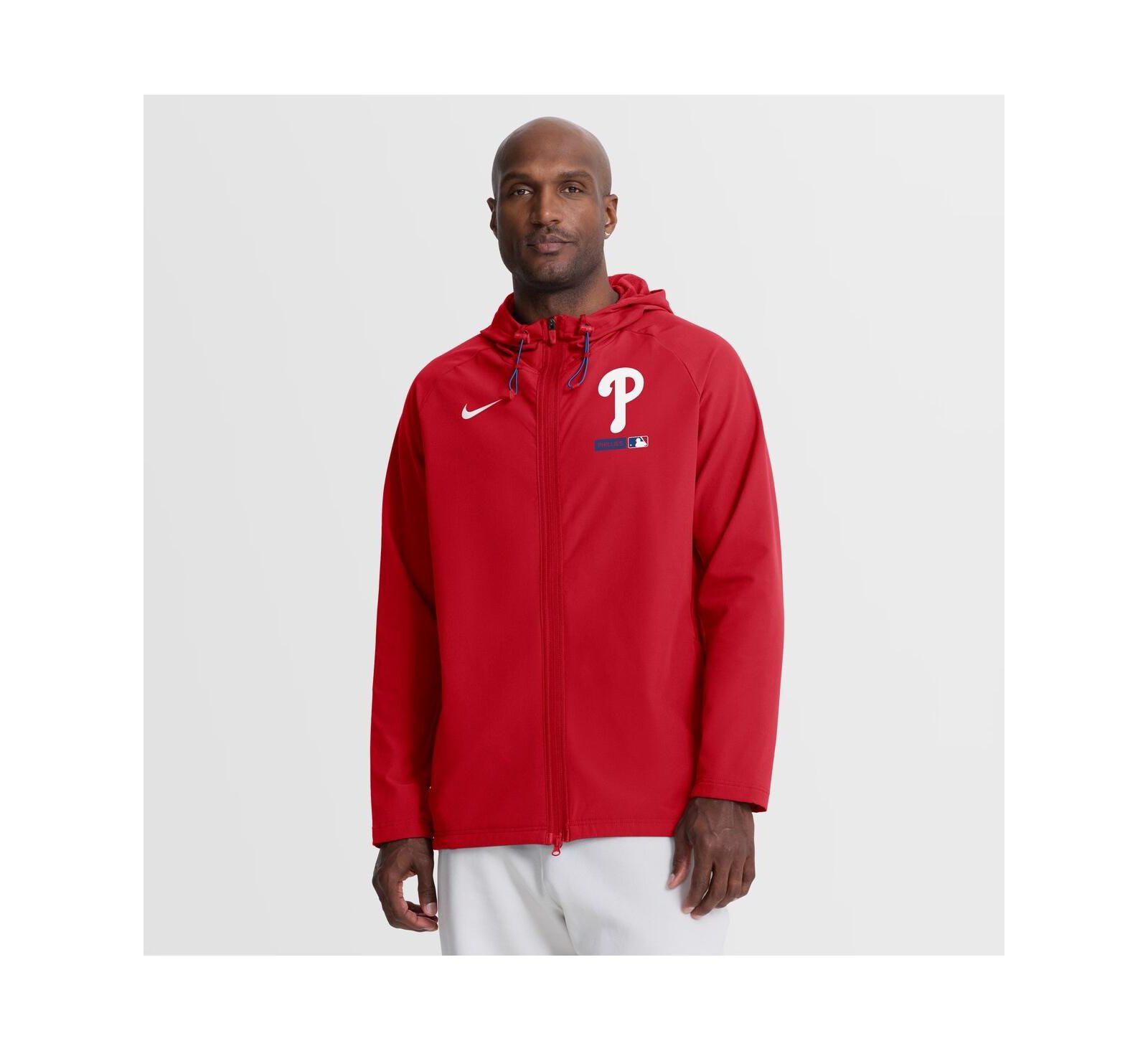 Nike Men's Red Philadelphia Phillies Authentic Collection Raglan Therma-FIT Full-Zip Hooded Jacket