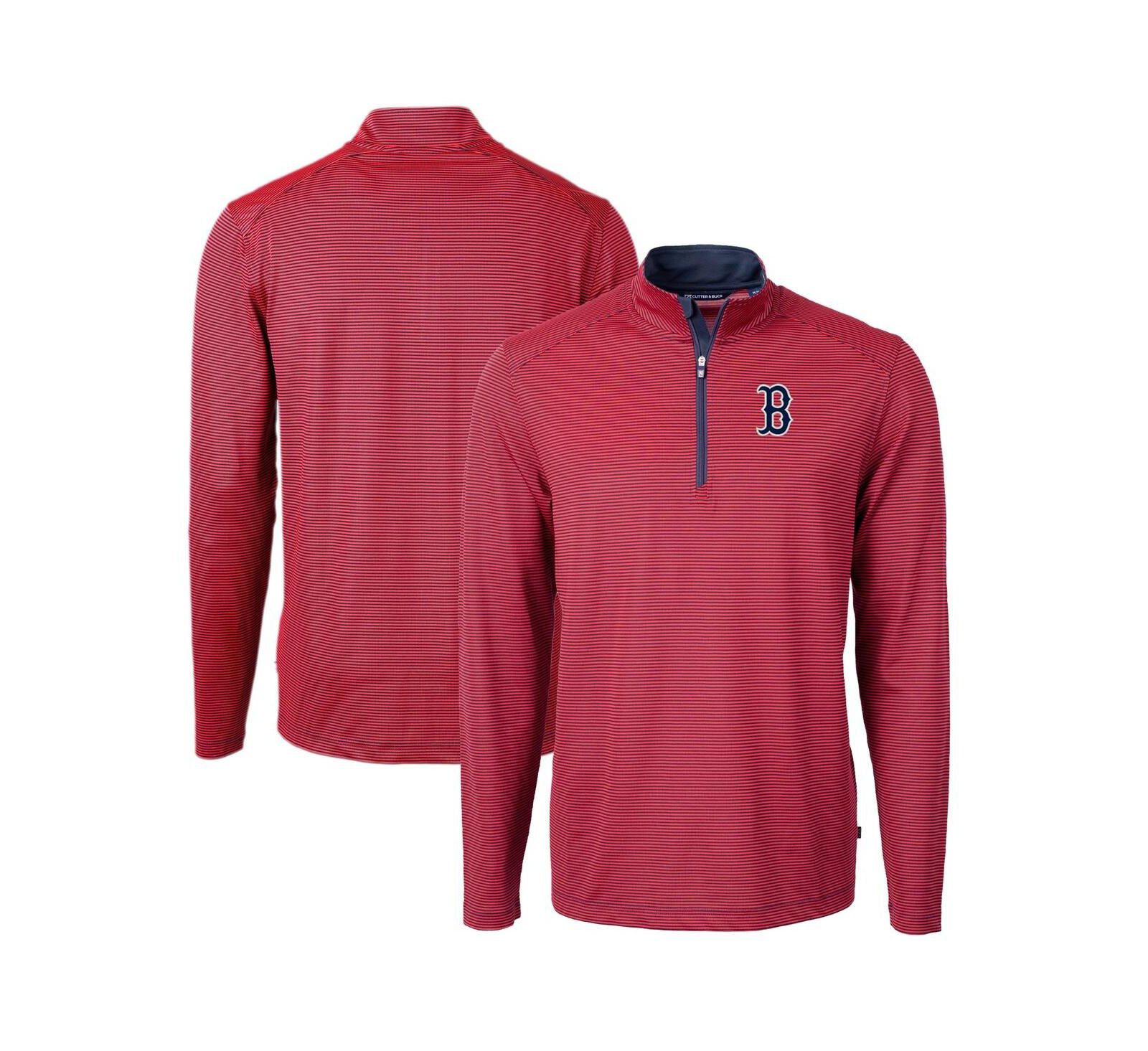 Мужская кофта Cutter & Buck Boston Red Sox Virtue Eco Pique Micro Stripe, красная/темно-синяя