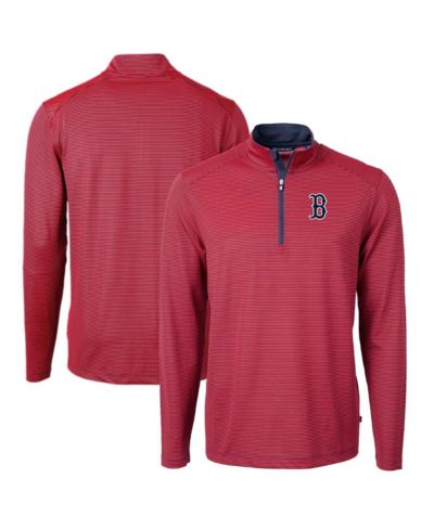 Cutter & Buck Men's Red/Navy Boston Red Sox Virtue Eco Pique Micro Stripe Quarter-Zip