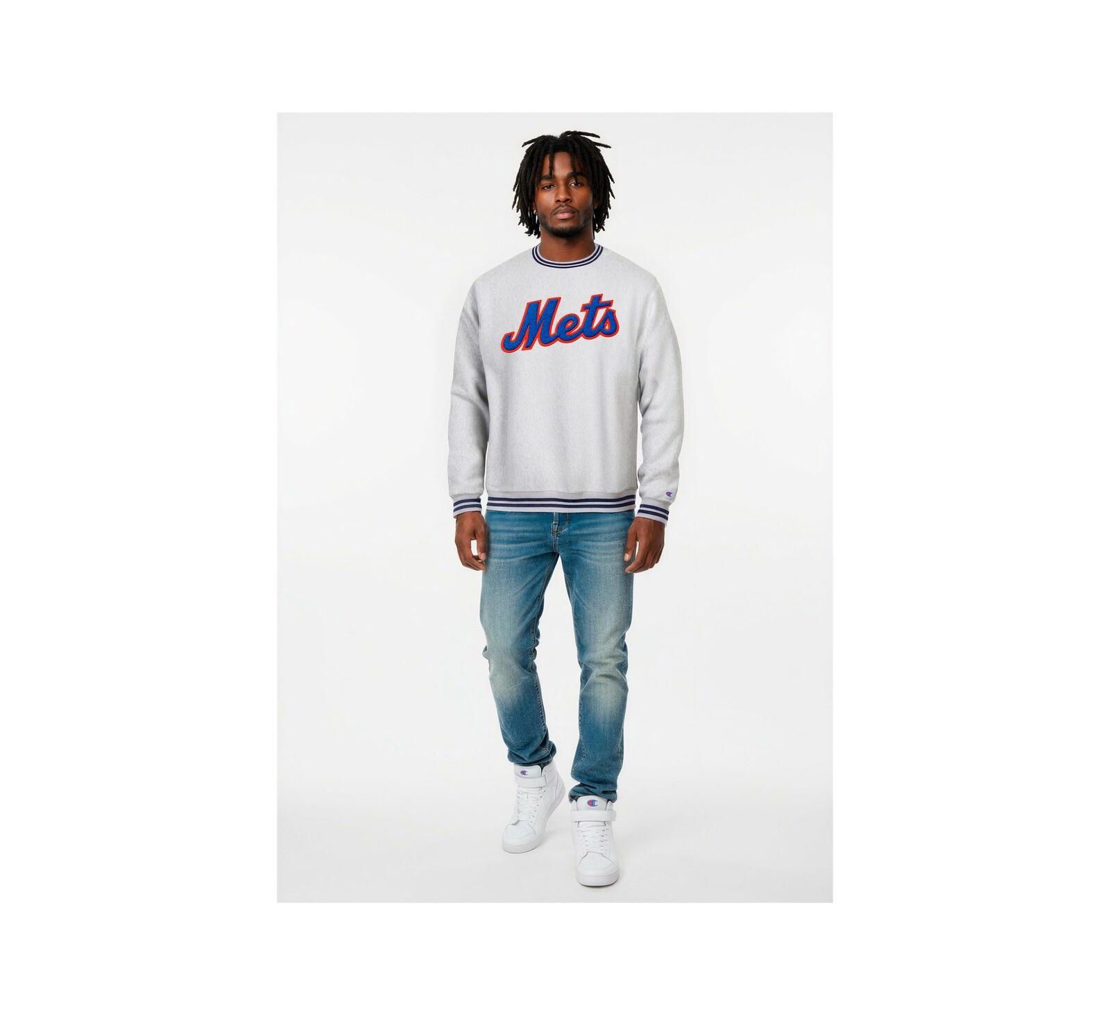 Champion Men's Heather Gray New York Mets Reverse Weave Sweatshirt