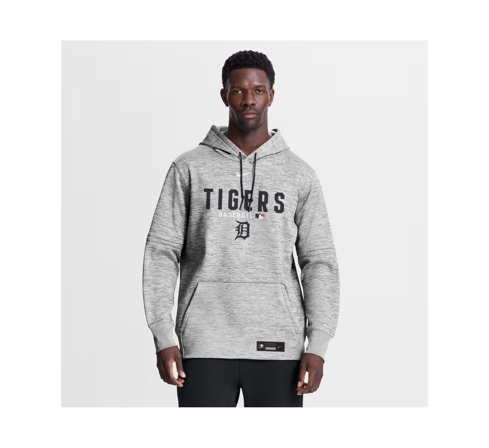 Nike Men's Heather Charcoal Detroit Tigers Authentic Collection Therma-FIT Hoodie