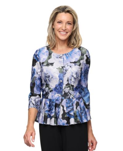 Alex Evenings Petite 3/4-Length-Sleeve Printed Top