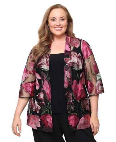 Alex Evenings жакет и топ Plus Size 3/4-Length-Sleeve Jacket and Sleeveless Top