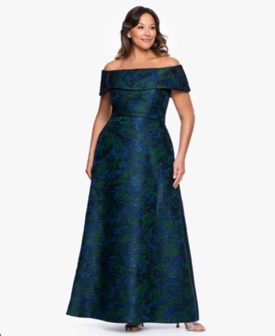 XSCAPE Plus Size жаккардовое бальное платье с открытыми плечами