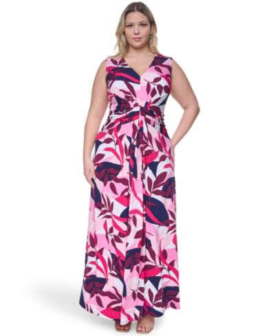 Jessica Howard Plus Size Sleeveless V-Neck Maxi Dress
