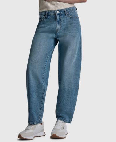 DKNY Jeans Women's Mid-Rise Barrel-Leg Cotton Jeans