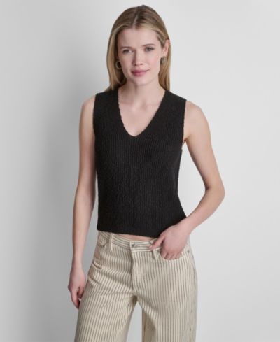 Женский джемпер DKNY Jeans Sleeveless V-Neck Rib Logo Charm Cotton Slub