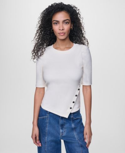 Женский топ DKNY Jeans Asymmetric Hemline Puff Elbow-Sleeve