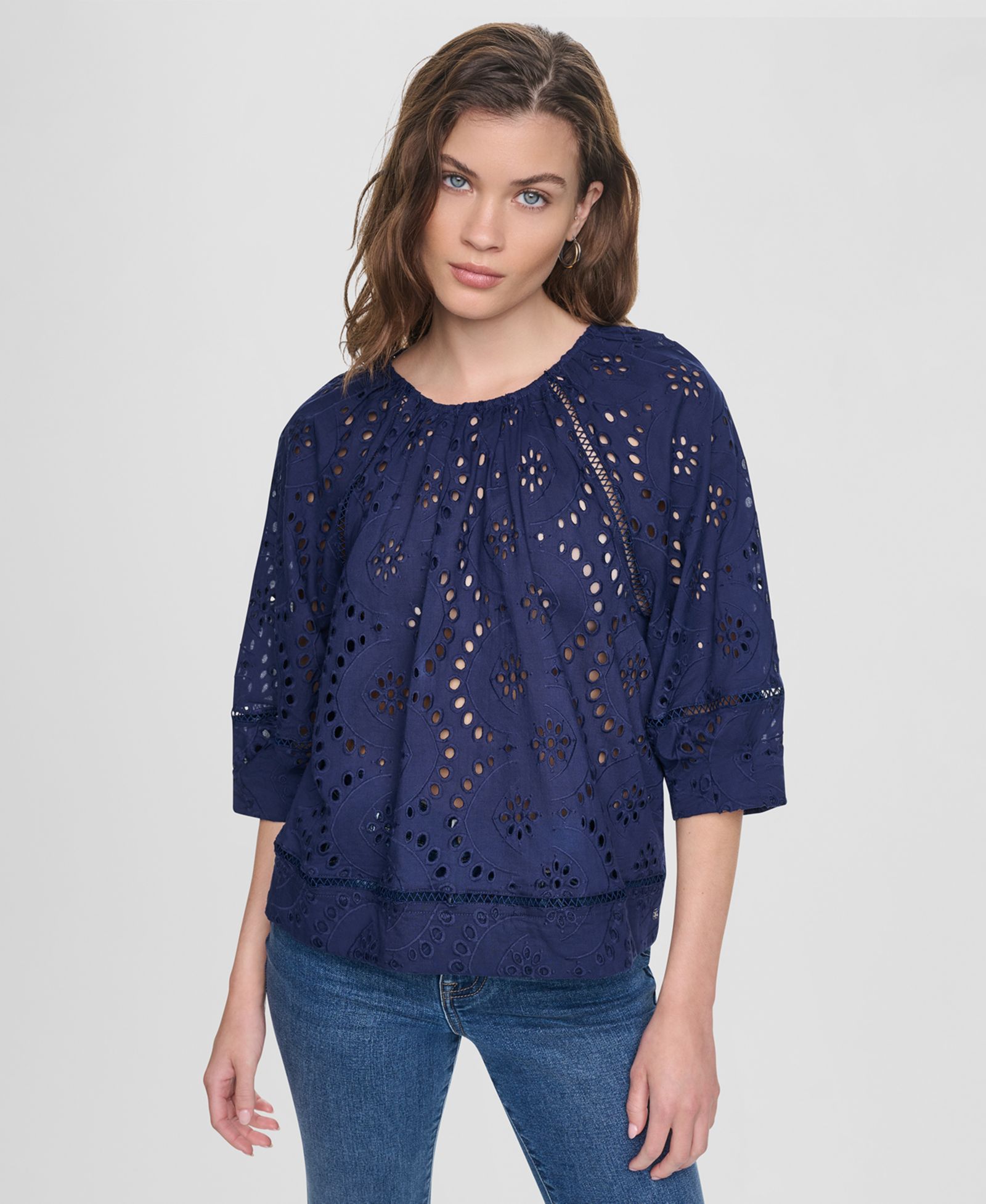 DKNY Jeans Women's Crewneck Relaxed-Fit Top