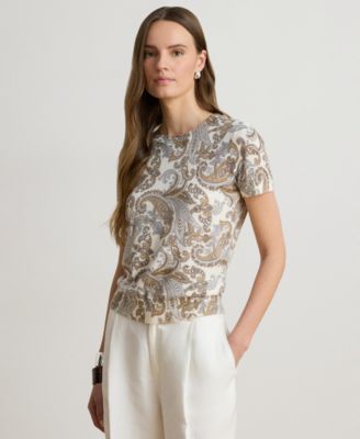 Lauren Ralph Lauren Женский джемпер с коротким рукавом и узором Paisley