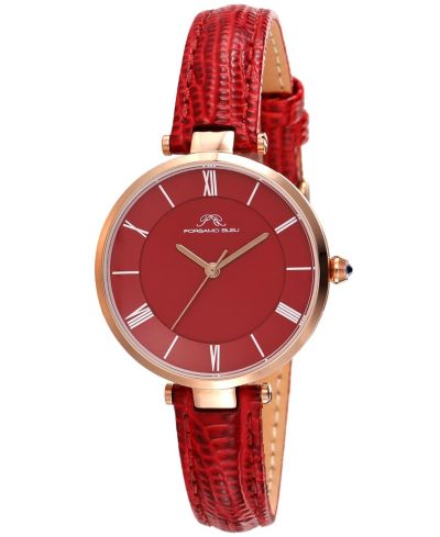 Женские часы Porsamo Bleu Bellevue Round Red Genuine Leather Band 32 mm