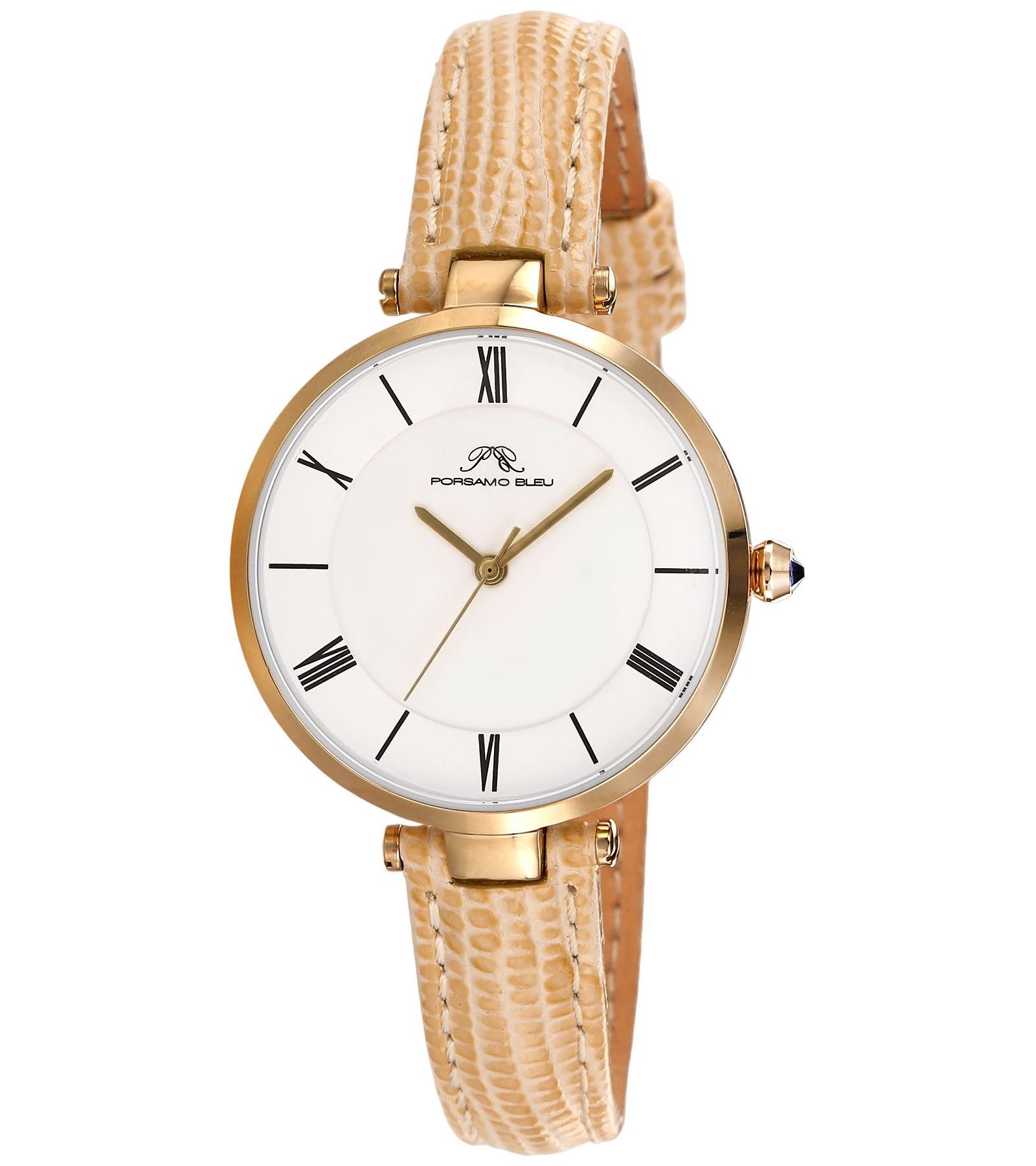 Porsamo Bleu Женские часы Bellevue Round, бежевый ремешок из натуральной кожи, 32 mm